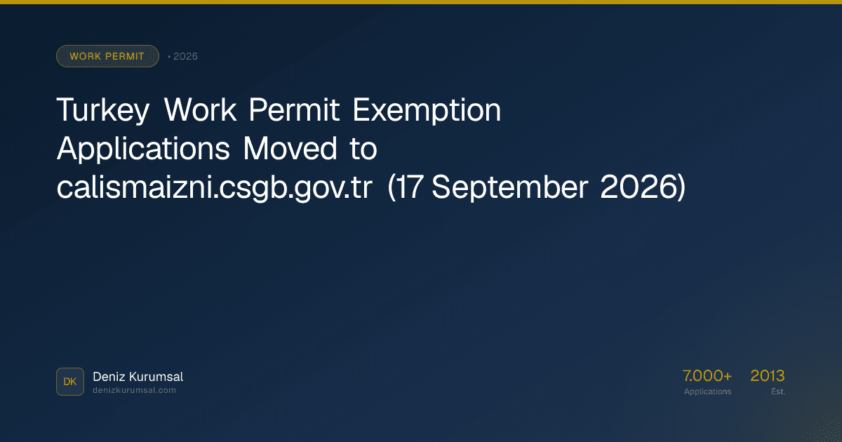 Turkey Work Permit Exemption Applications Moved to calismaizni.csgb.gov.tr (17 September 2026)