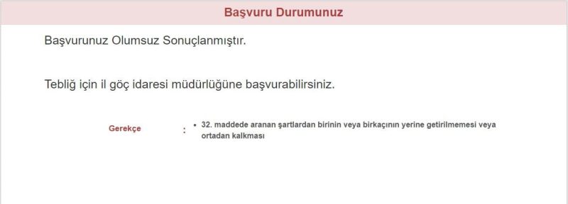 İkamet İzni Başvurusu Reddi . madde
