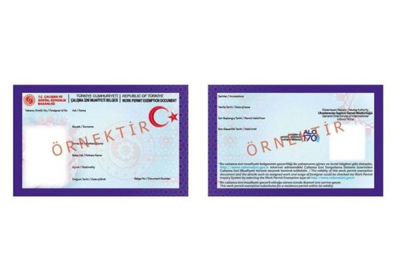 Çalışma izni muafiyeti için E-Devlet ve e-muafiyet sistemine giriş yapmayı gösteren bir ekran görüntüsü.